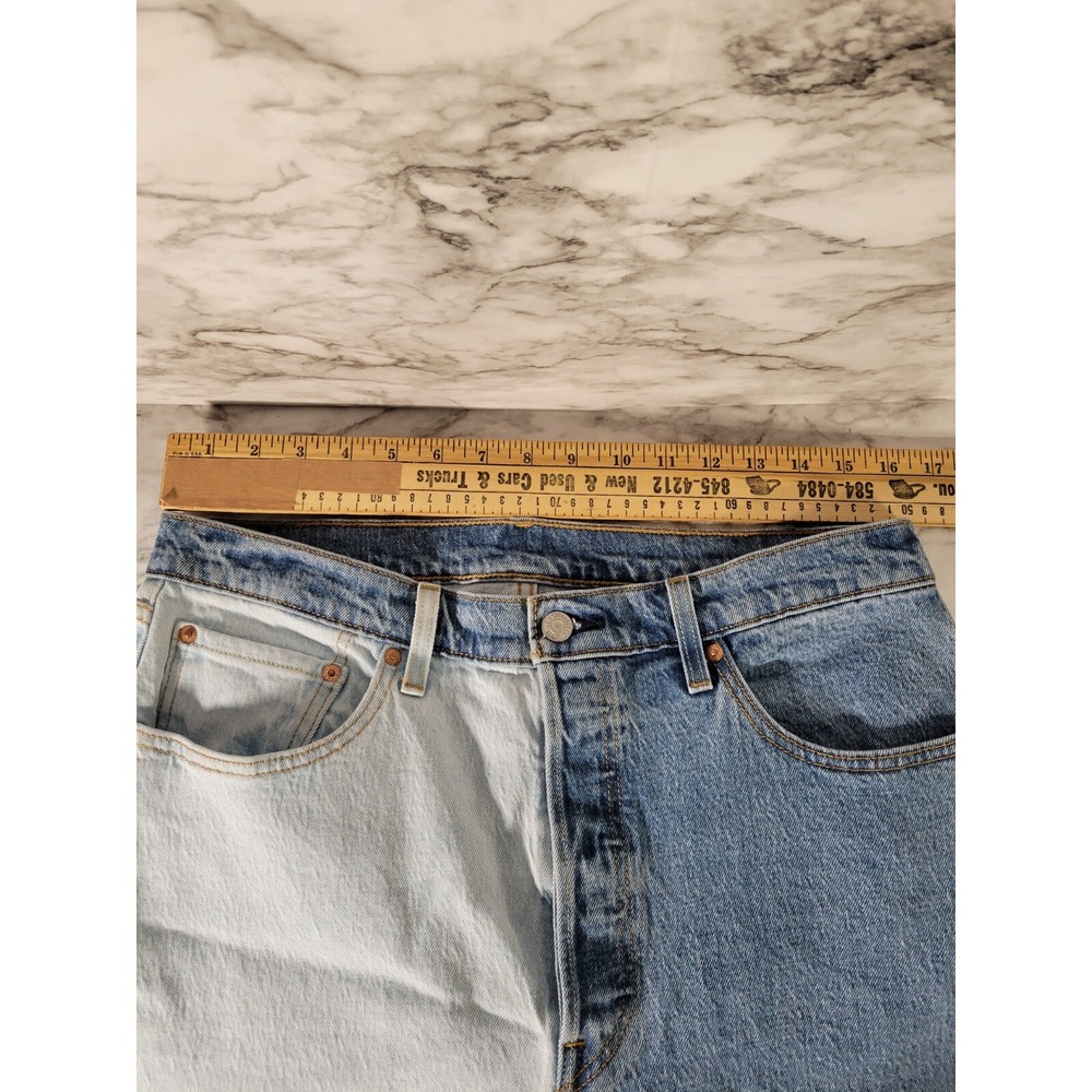 Levis 501 Mens Colorblock Crop Jeans Sz W32-L26 Style 362000214 Waterless - Picture 10 of 11